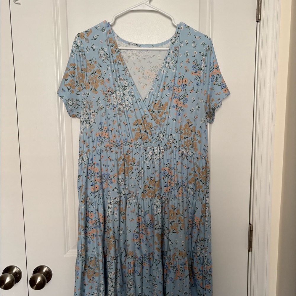 No Boundaries Light Blue Floral Dress